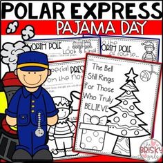 a polar express activity pack for the holiday season, with pictures of santa claus and his reindeer