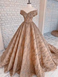 Gorgeous Off Shoulder Champagne Lace Long Prom Dresses, Champagne Lace Formal Dresses, Champagne Evening Dresses SP2913 Formal Dresses Champagne, Prom Dresses Champagne, Lace Formal Dresses, Baju Kahwin, Debut Gowns, Chic Prom Dresses, Dresses Champagne, Champagne Evening Dress, Pretty Quinceanera Dresses