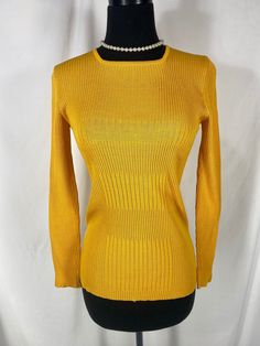 "~ Vintage knit long sleeved shirt ~ Mustard yellow color ~ Made in Italy for Bloomingdale's CIRCA: 1970's MATERIALS: 100% Cotton LABEL: Bloomingdales CONDITION: Good, no rips or holes. Small spot on front as pictured MEASUREMENTS:  Vintage sizes are NOT the same as modern sizes.  Please go by the given measurements for a garment and not any listed size when determining fit! ~ Size - none given Shoulder ~ 15\" Sleeve ~ 23\" Armpit to armpit~ 16\" measured flat Length ~ 23.5\" down center back At Quilted Sleeves, Short Person, Mustard Yellow Color, Cotton Labels, Long Sleeved Shirt, Green Wool, Vintage Coat, Cream Lace, Vintage Knitting