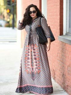 Love the print and it has sleeves Plus Zise, Evening Midi Dress, Boho Mode, Plus Size Boho, Fashion Gal, Stil Boho, Scarf Neck, Plus Size Beauty, Fashion Weeks