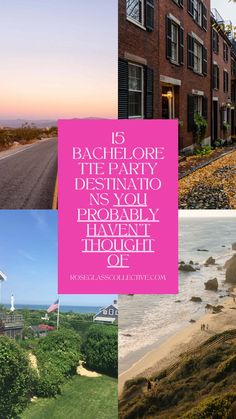 a collage of photos with the words bachelor party, desinato, and probably haven't enough to go