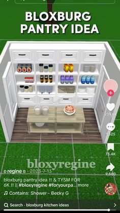 an image of a pantry with lots of food in the shelves and on the floor