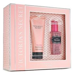 Victoria's Secret NEW! Tease 2 PIECE Gift Set ( LIMITED EDITION ) The ultimate flirt: two beauty essentials in our boudoir-inspired fragrance, wrapped and ready to go. Fragrance type: Warm Notes: Black vanilla, frozen pear and blooming gardenia  Includes: Fragrance Mist, 75 ml/2.5 fl. oz. Fragrance Lotion, 100 ml/3.4 fl. oz. Domestic Secondary Packaging, Parfum Victoria's Secret, Fragrance Packaging, Scented Lotion, Luxury Perfumes, Fragrance Lotion, Perfumes For Women, Cosmetic Sets, Creative Stuff