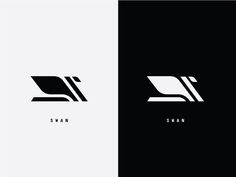 two different logos with the letter s in black and white