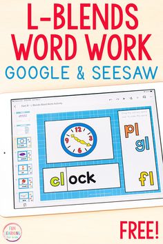 an ipad with the text l - blends word work google and se saw on it