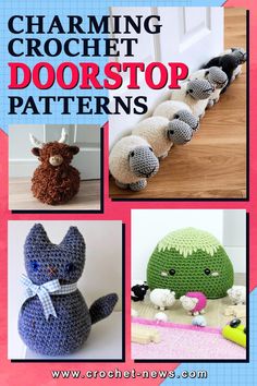 CHARMING CROCHET DOORSTOP PATTERN Crochet Animal Door Stoppers, Crochet Frog Doorstop Free Pattern, Door Stop Crochet Pattern Free, Crochet Door Stops, Crocheted Door Stoppers, Doorstop Pattern Free Door Stopper