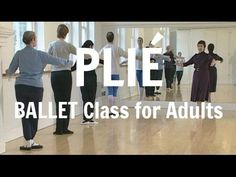 a group of people standing in a room with the words proquette ballet class for adults