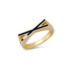 14k Solid Yellow Gold Initial Ring with Black Enamel and a Diamond Baguette. 0.024 ctw All pieces are made to order and take 3-6 weeks to produce Gold Initial Ring, Enamel Jewellery, Stack Rings, Diamond Baguette, Baguette Ring, Jewellery Inspiration, Ring With Diamond, Initial Ring, Minimal Jewelry