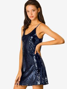 Shop Allegra K for glitter v neck spaghetti strap clubwear mini party dress you are looking for, get more women's dresses for yourelf. Order now! Free Returns! Club Dresses Short, Adjustable Dress, Sparkly Mini Dress, Mini Party Dress, Midi Tank Dress, Mini Party, Mini Skater Dress, Trendy Clothes For Women, Girls Fashion Clothes