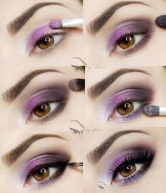 Smoky eye makeup, 80s eye makeup, Purple 70s Eye Makeup, 80s Eye Makeup, Smoky Eye Makeup Tutorial, Maquillage On Fleek, Purple Eye Makeup, Purple Makeup, Eye Makeup Steps, Beauty Make-up, Makijaż Smokey Eye