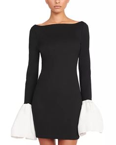 STAUD - Hawthorne Bell Cuff Mini Dress Sarah Staudinger, Silver Cocktail Dress, Mini Sheath Dress, Garden Party Dress, Black Sheath Dress, Modern Dress, Mini Black Dress, Sheath Dress, Day Dresses