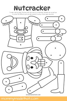 the nutcracker coloring page is shown in black and white with an orange border