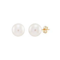 These freshwater cultured pearl earrings are the perfect way to add a touch of elegance to your look. These freshwater cultured pearl earrings are the perfect way to add a touch of elegance to your look. Click on this JEWELRY & WATCHES GUIDE to learn about fit, styles, materials and more! Backings: post Metal: 10k gold Finish: polishedCULTURED PEARL DETAILS Type: freshwater Shape: round Color: white Gemstones may have been treated to enhance their appearance. Special care may be required. Please visit our Gemstone Treatment & Special Care Guide for more information. Size: 10-11MM. Gender: female. Age Group: adult. White Gemstones, Post Metal, Pearl Details, Pearl Stud Earrings, Pearl Studs, 10k Gold, Gold Finish, Fresh Water, Gender Female