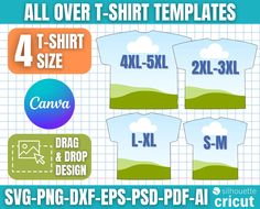 all over t - shirt templates for photoshopped with the text 4xl,