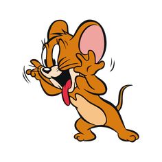 a cartoon mouse with its mouth open and tongue out