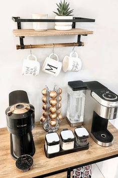 the coffee bar is organized and ready for customers to enjoy their morning break with some goodies