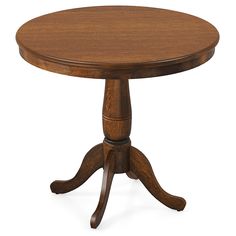 a round wooden table with two legs and an end table on one side, in the middle