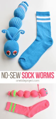 no sew sock worms for kids to make