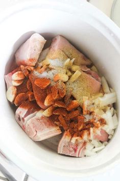 the food is in the bowl ready to be cooked and put into the slow cooker