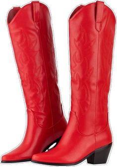 Red Leather Boots For Spring, Red Synthetic Boots, Red Fitted Synthetic Boots, Fitted Red Synthetic Boots, Red Polyurethane Boots With Round Toe, Trendy Red Synthetic Boots, Winter Red Faux Leather Boots, Red Faux Leather Winter Boots, Trendy Red Faux Leather Boots