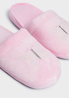 cuz friends forever. These slippers have a plush construction, an embroidered and rhinestone butterfly design on the uppers, and a slip on fit. Trendy Flat Indoor Slippers, Trendy Indoor Flat Slippers, Dollskill Boots, Butterfly Slippers, Slip On Slippers, Trendy Womens Shoes, Pink Doll, Free Socks, Shoes Shop