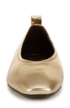 A rear pull-tab lends easy wear to a sophisticated flat fashioned with a squared-off toe for contemporary appeal. Cushioned footbed with Contour+ technology Leather upper/synthetic lining/rubber sole Imported Gold Leather Flats For Office, Elegant Daily Clutch With Gold-tone Hardware, Gold-tone Hardware Clutch Shoulder Bag For Shopping, Leather Shoulder Clutch With Gold-tone Hardware, Leather Evening Clutch With Gold-tone Hardware, Brown Leather Clutch With Gold-tone Hardware, Dark Gold, Gold Leather, Fashion Flats