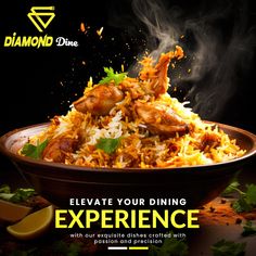 a bowl full of food with the words elevate your dining experience