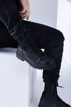 Leather Boots Outfit Men, Mens Formal Boots, Black Combat Boots Outfit, Leather Boots Outfit, Combat Boot Outfit, Boots Outfit Men, Dream Bigger, Combat Boots Men, Handcrafted Boots