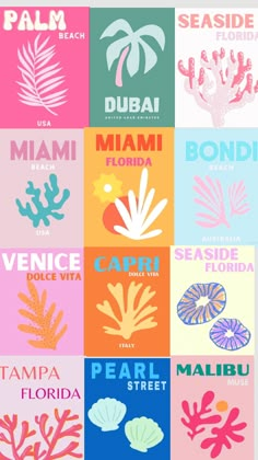 the different types of seaweed are shown in this graphic art printable poster, which includes