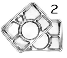 two square trays with different shapes and sizes on each side, one is empty