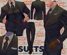 an image of a man's suit and tie with instructions on how to wear it