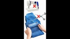 the sewing machine is being used to sew jeans and make them look like they're