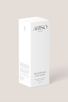 an empty box for brightening face mask on a gray background with the words ariso