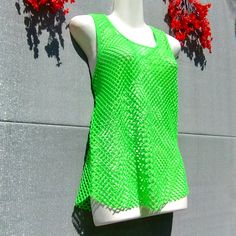 No Shirt = No Enter.... You Got It Covered With This Fab Top! Neon Green Mesh Pull On Style Sku Alpha Casual Tank Top For Beach Season Party, Green Summer Party Tops, Green Stretch Tank Top For Beach Season, Green Summer Tank Top For Party, Summer Green Crochet Top, Green Stretch Crochet Top For Beach, Stretch Green Crochet Top For Beach, Stretch Green Crochet Top For The Beach, Fitted Green Crochet Top For Beach Season