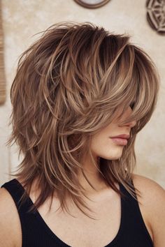 Shags For Thick Hair, Shaggy Haircuts Medium Straight, Short To Medium Haircuts With Layers, Shag Hairstyles Medium Straight Hair, Short Straight Hair With Layers, Shaggy Medium Length Hair, Shag With Side Bangs, Modern Shag Haircuts Medium, Shag Haircut For Women