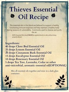 Thieves Essential Oil Recipe, Thieves Oil Recipe, Thieves Oil, Thieves Essential Oil, Essential Oil Diffuser Recipes