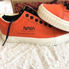 Unisex Vans. Velcro Flags On Heels. Women’s Size 6 Or Men’s 4 1/2 Vans Orange Low-top Sneakers, White Platform Vans, Vans Orange, Red Checkered Vans, All Black Vans, Gray Vans, Suede Vans, Platform Vans, Pride Shoes