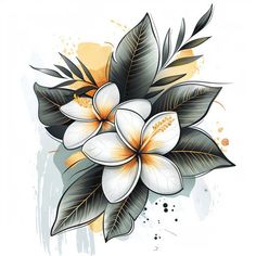 Plumeria Detailed Tattoo Designs Frangipani Tattoo Designs, Plumeria Art, Detailed Tattoo Designs, Frangipani Tattoo, Plumeria Design, Tattoo Sizes, Hawaiian Flower Tattoos