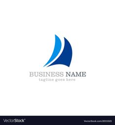 a blue sail boat logo on a white background with the word business name below it