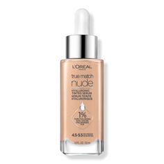 True Match Nude Hyaluronic Tinted Serum - TRUE MATCH SERUM RICH MEDIUMBenefitsHyaluronic acid gives skin a hydrated feel & smooths overtimeInstantly skin looks brighter, even & feels hydratedLuminous mineral pigments brighten complexionKey Ingredients1% Hyaluronic acid - True Match Nude Hyaluronic Tinted Serum Loreal Paris True Match, Tinted Serum, Loreal True Match, Best Drugstore Makeup, Serum Foundation, Benefit Makeup, Best Foundation, Skin Serum, Drugstore Makeup