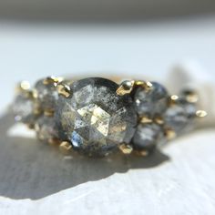 We love all things tiny, shiny and gold. Unique Yellow Gold Diamond Ring With Rose Cut, Salt And Pepper Diamond Ring, Pepper Diamond Ring, Circle Ring, Wedding Rings Vintage, Salt And Pepper Diamond, Girls Dream, Rings Simple, Rose Cut Diamond