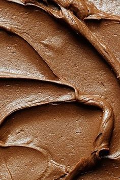 closeup of chocolate frosting on top of each other