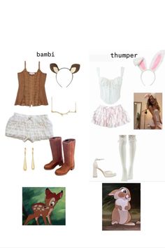 an image of some clothes and accessories for the character thumpper from disney's animated movie