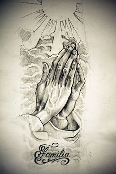 a drawing of two hands holding each other with the words family and hope above them