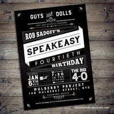 a black and white poster with the words speakeasy on it