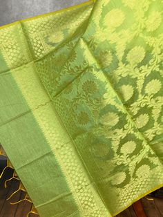 Stunning Banarasi Dupatta in Pastel Light Green Color with Muted Zari Weaving. Floral Design in Jaal with tassles.  Give your Outfit a new look with these beauties. ❤️ Item: Dupatta Base color : Pastel Light Green Fabric : Cotton Semi Silk (Not Pure Silk) Work : Zari Weaved with tassels Length of the Dupatta : 92 inches approx. Width of the dupatta : 35 inches (Approx.) Store Policies - No return or exchange will be accepted for color variations. - No return or exchange will be accepted if the c Men's Ethnic Wear, Light Green Color, Stole Scarf, Color Pastel, Kantha Stitch, Silk Dupatta, Green Fabric, Dress Clothes For Women, Cotton Silk