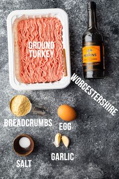 ingredients to make ground turkey in a container