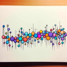 an abstract painting with colorful balls and lines