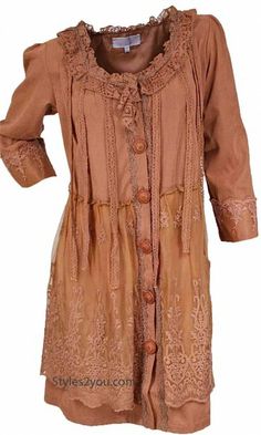 Pretty Angel Clothing Evelyn Top/Cardigan/Dress In Rust Pretty Angel Clothing, Angel Clothes, Vintage Lace Blouses, Angel Clothing, Lace Clothing, Church Clothes, Cardigan Dress, Plus Size Tunic, Bohemian Style Clothing