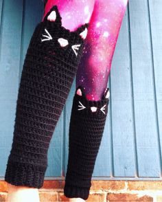 Leg Warmers Cute, Kat Haken, Crochet Socks, Halloween Crochet, Diy Crochet Projects